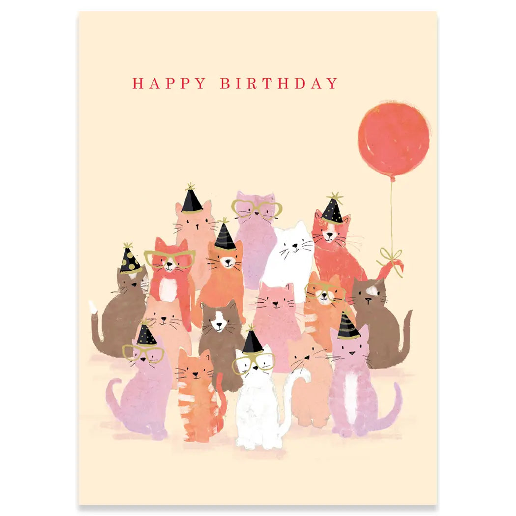 Cat Party Happy Birthday Card