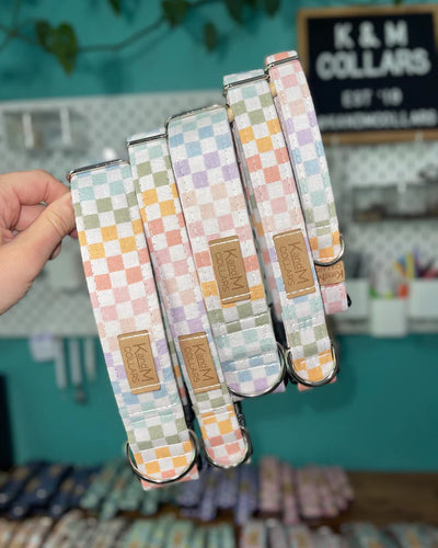 Pastel Rainbow Checkered Collar