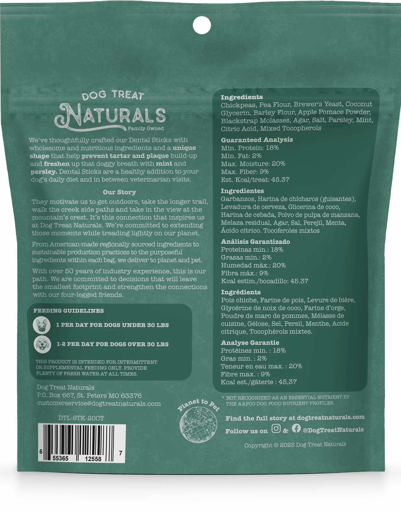 Dog Treat Naturals Dental Sticks 20ct