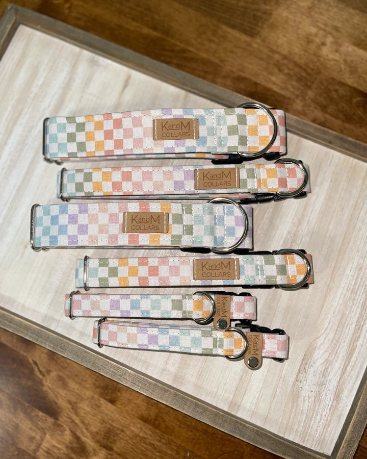 Pastel Rainbow Checkered Collar