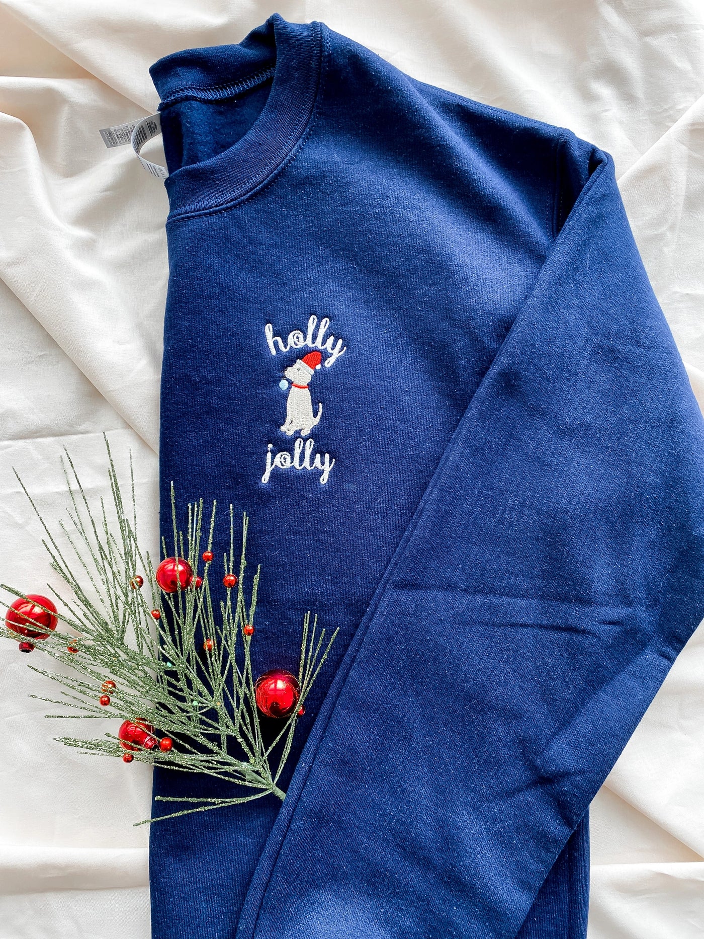 Holly Jolly Embroidered Crewneck