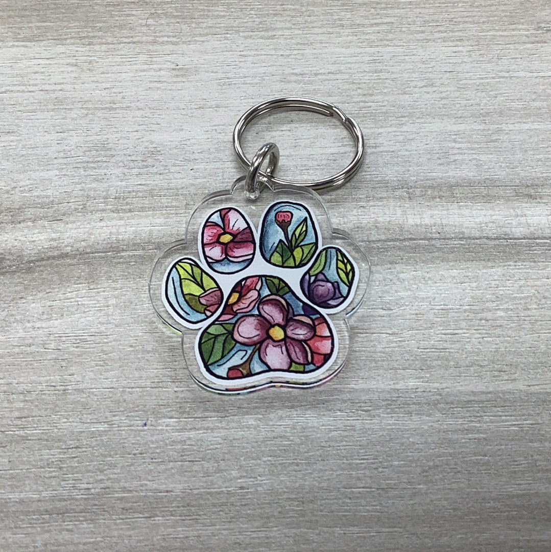 Floral Paw Keychain