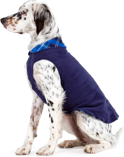 Gold Paw Blue Plaid/Navy Double Fleece