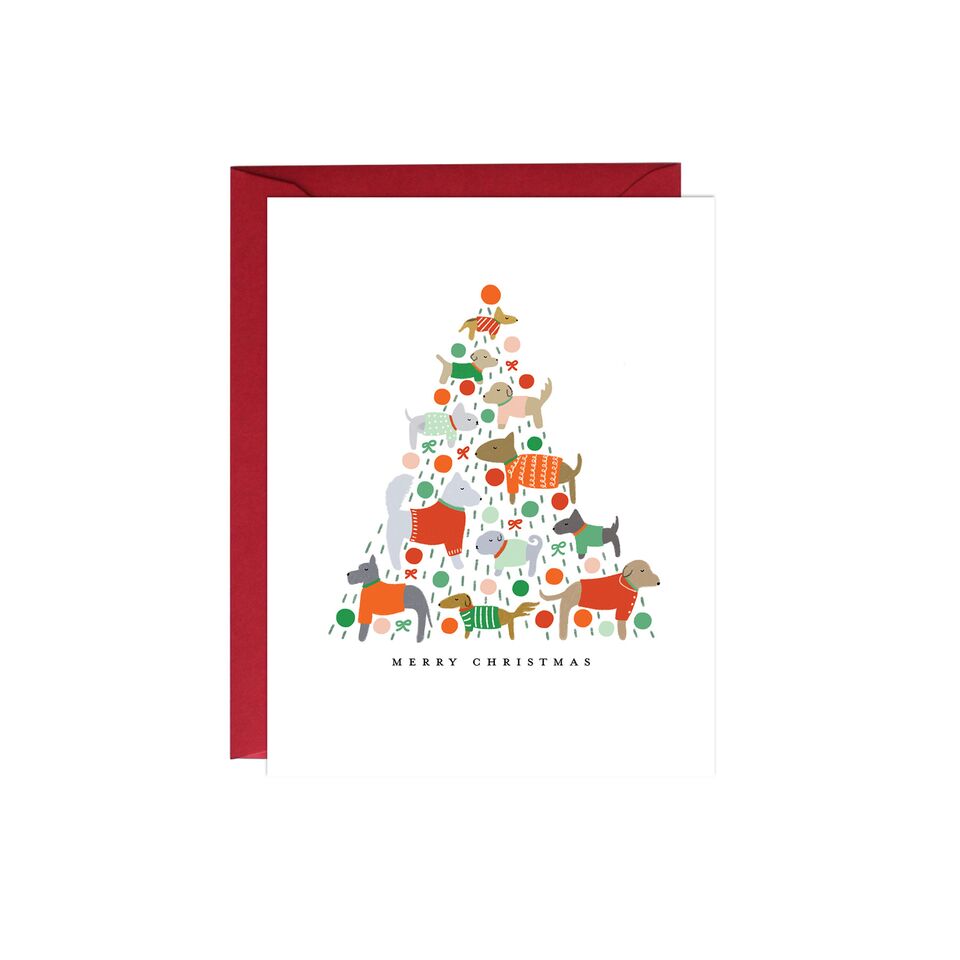 Dogs Christmas Tree Greeting Card