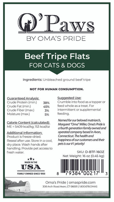 Oma's Pride Beef Tripe Flats 4oz