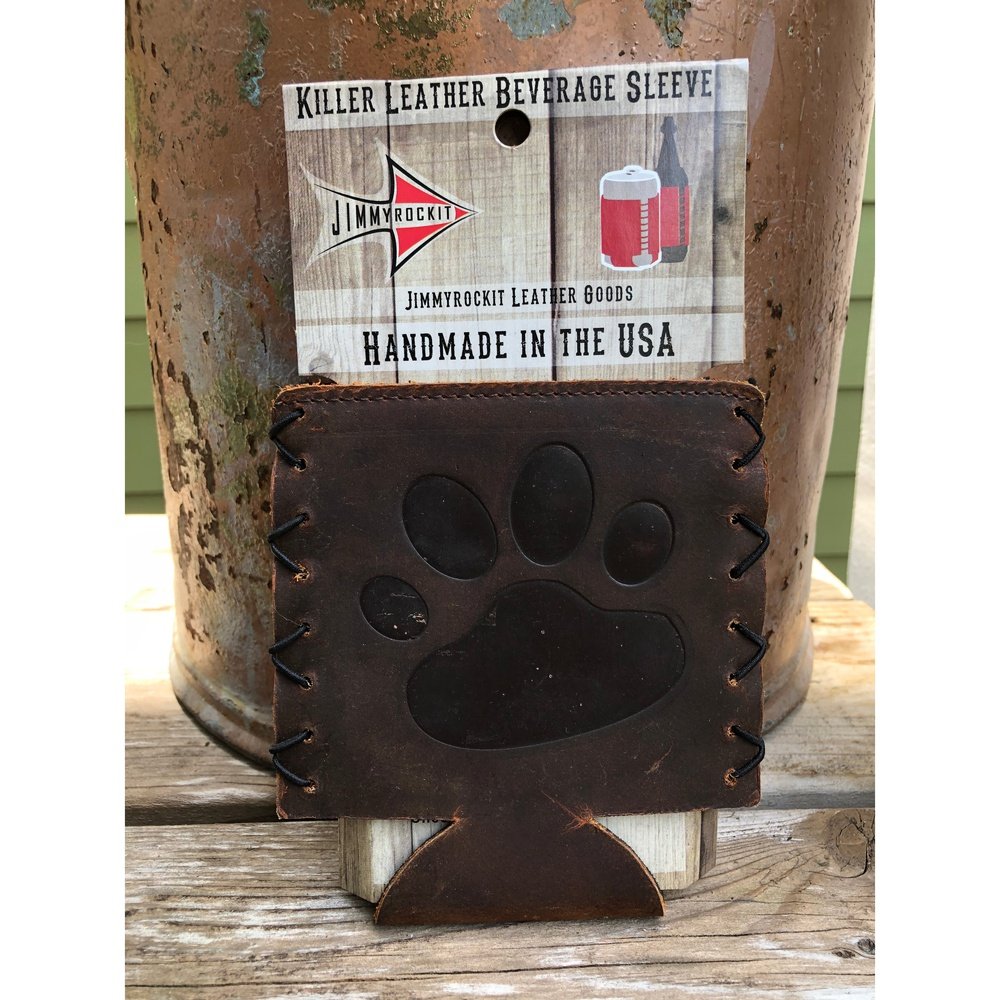 Paw Print Leather Koozie