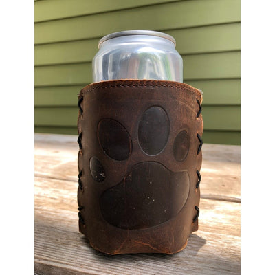 Paw Print Leather Koozie