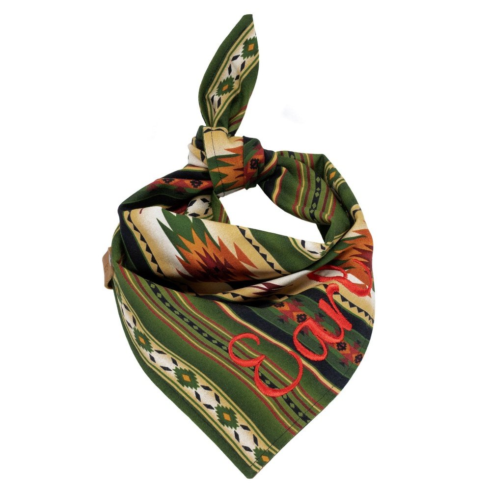 Puppy Riot Green Aztec Bandana