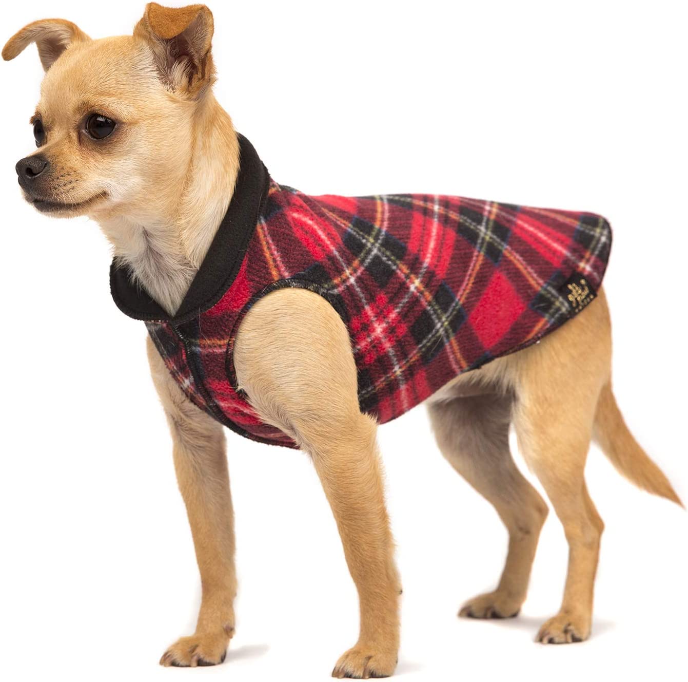 Gold Paw Red Tartan/Black Double Fleece